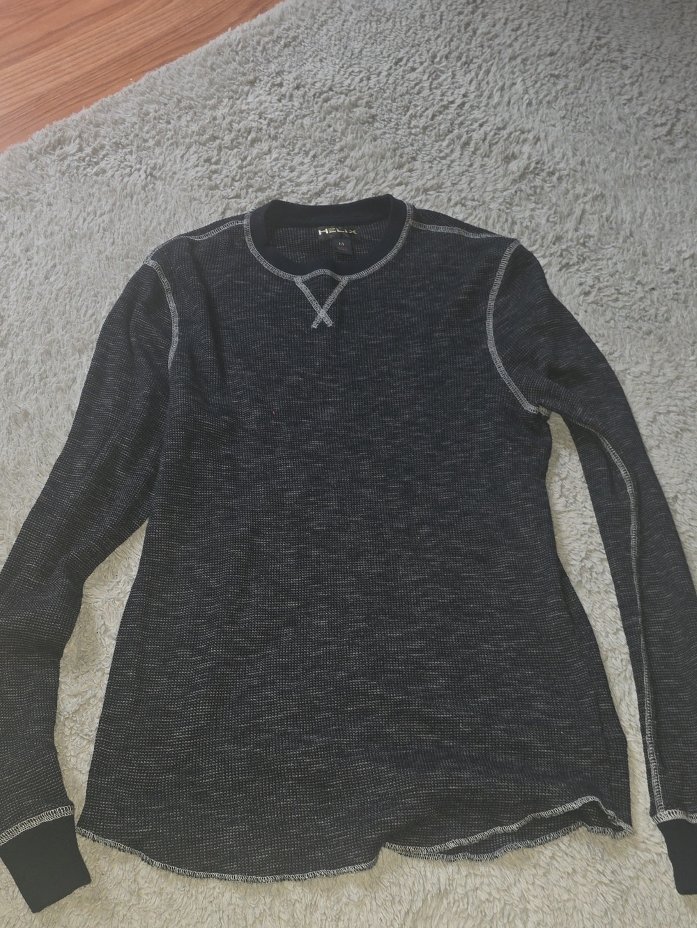 Helix Dark Heather Black Crewneck Sweater with Contrast Stitching